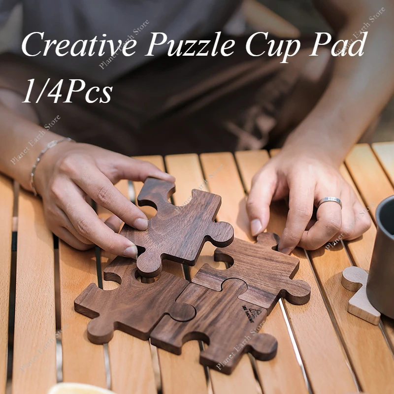 1/4Pcs Walnuss/Buche Tasse Matte Puzzle Tasse Matte Wärmedämmung Holz Tasse Untersetzer Tee Kaffee Tasse pad Tischsets für Zuhause Im Freien