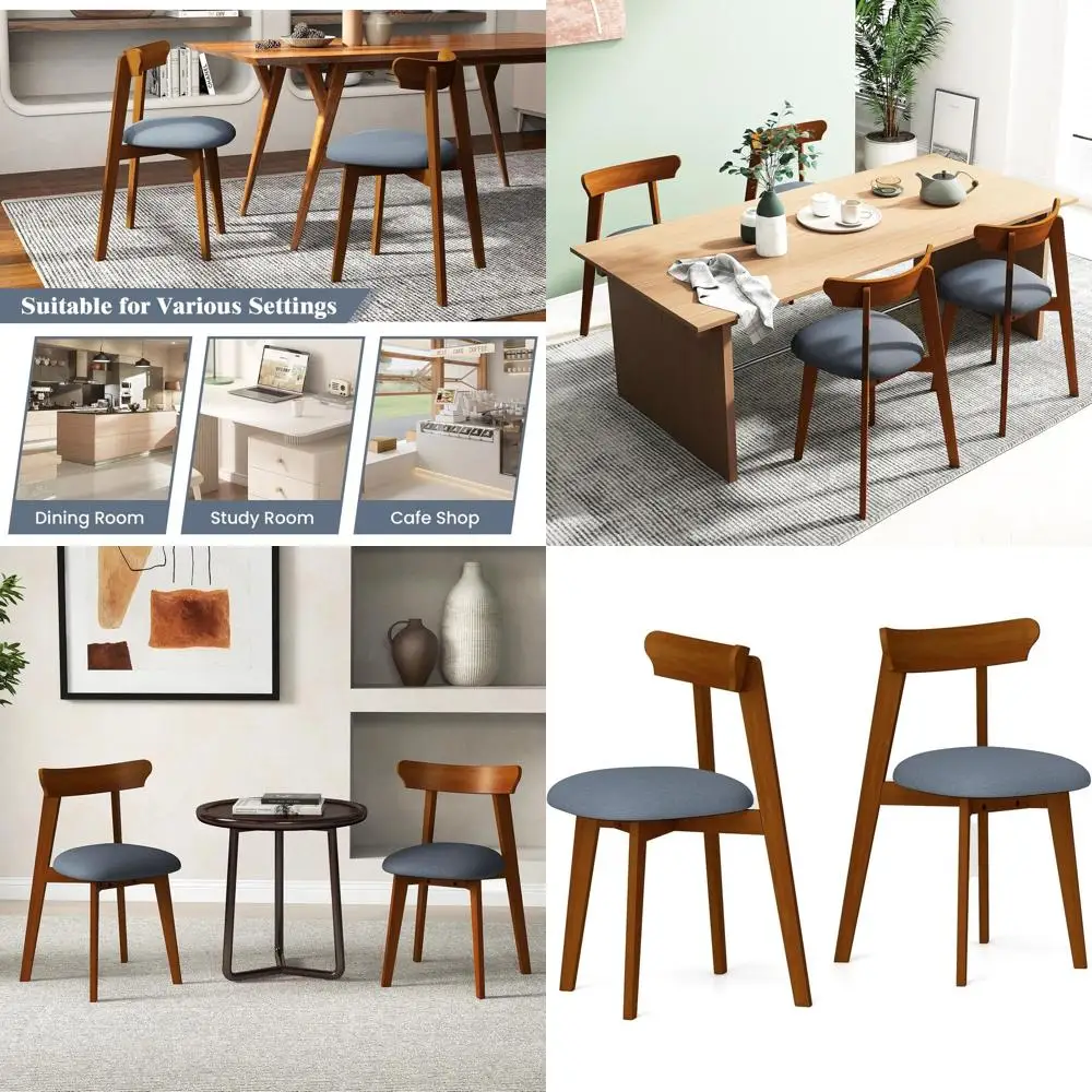 

2nd-Century Style Wooden Dining Chairs with Padded Seats and Curved Backrests for Home or Restaurant Use
