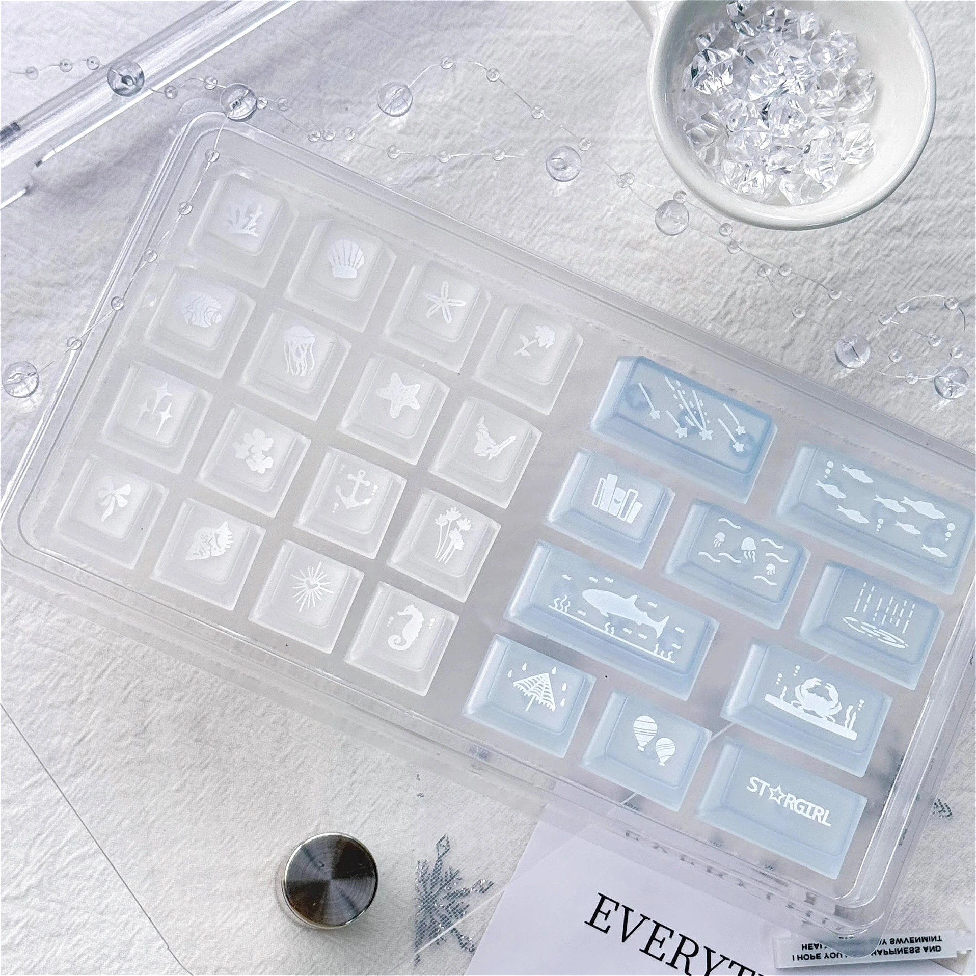 

Frosted Translucent PC Keycaps, Matte Blue OEM Profile, for Cherry MX Switches Gaming Mechanical Keyboard (84 Characters)