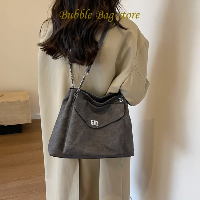 Simple Casual Commuting Large Capacity Bag Women's New Denim Tote Bag 2024 Versatile Niche Trendy Armpit Bag