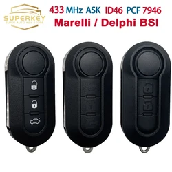Superkey Delphi & Marelli Flip Remote Car Key 433Mhz ID46 For Fiat 500 MPV Bravo Punto Florino Citroen Jumper Peugeot Boxer