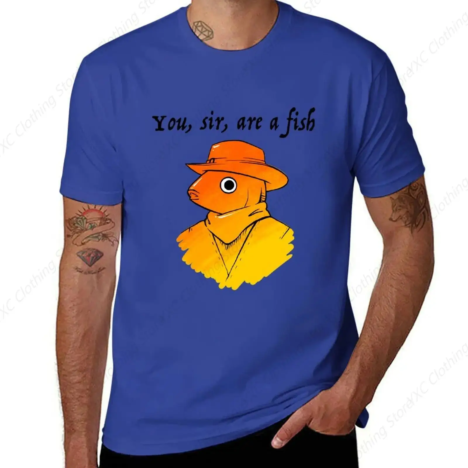 You're a fish,men's T-shirt- Short Sleeve Crew Neck Soft Fitted Tees S - 6XL Fresh Classic Basic Tshirts