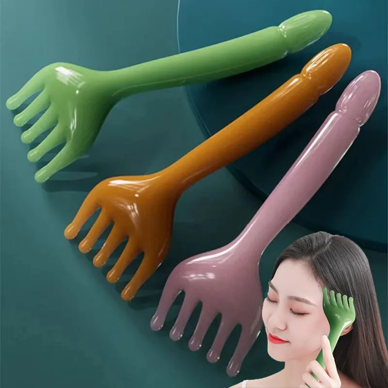 1pcs Resin Head Massager Scalp Gua Sha For Body Neck Leg Massage Five-claw Head Scraping Stick Massage Scraping Claw Massage