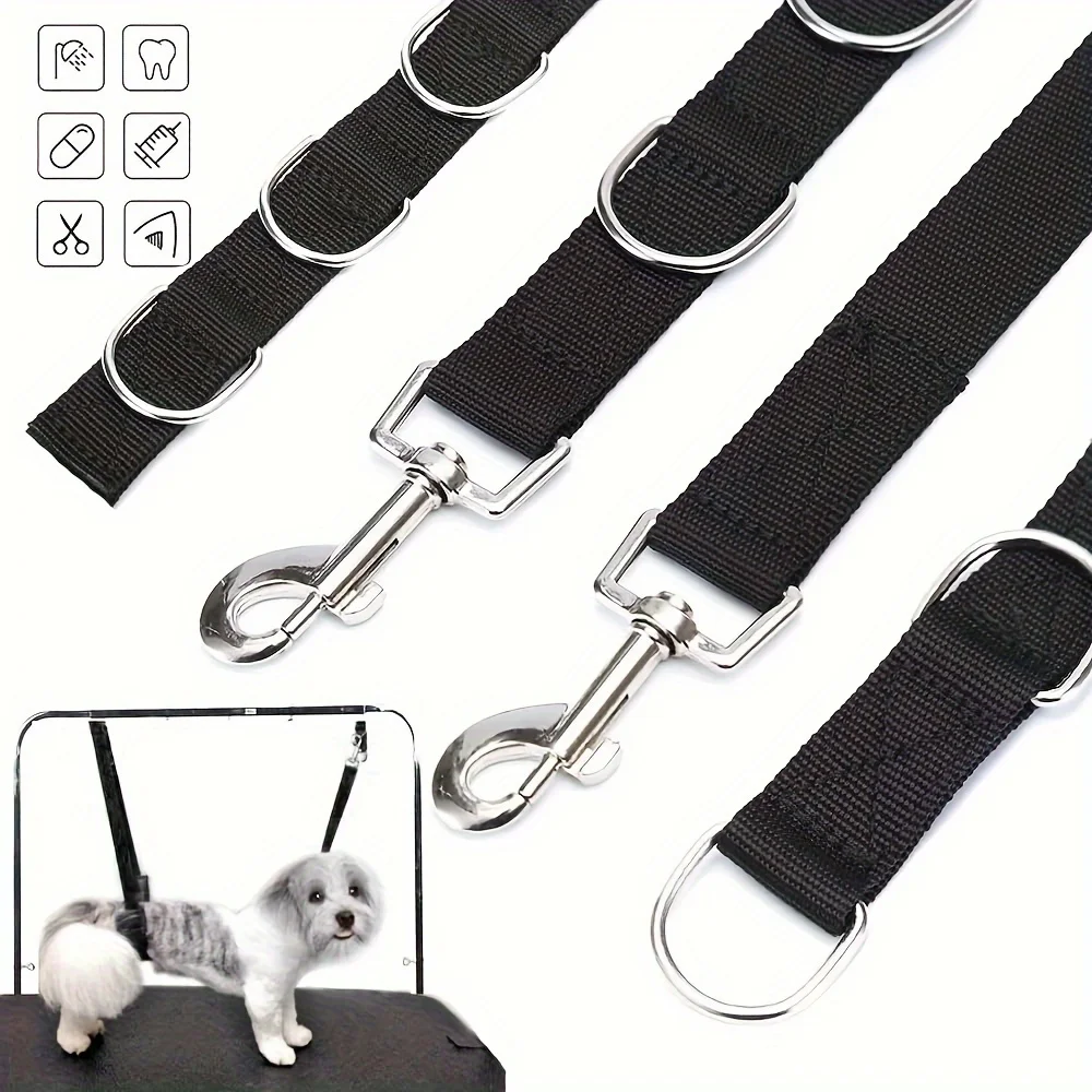 Dog Grooming Belly Strap - Dog Grooming Table Arm Extender with Clamp Extension Loop Bathing Restraint Leash No Sit Haunch Holde