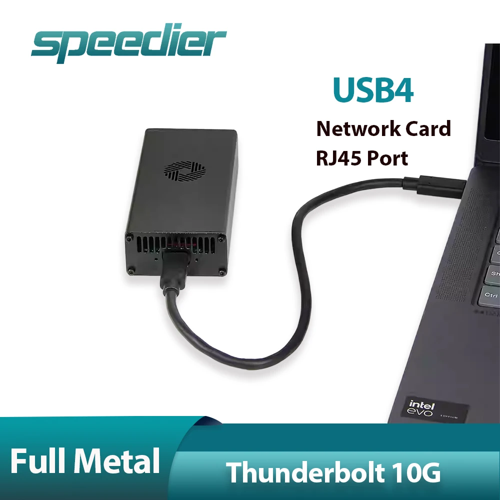 Thunderbolt 10G Network Card USB 4 BASE-T Port Compatible Thunderbolt 3 4 Single-port 10G RJ45 Ethernet Card Supports Apple IMac