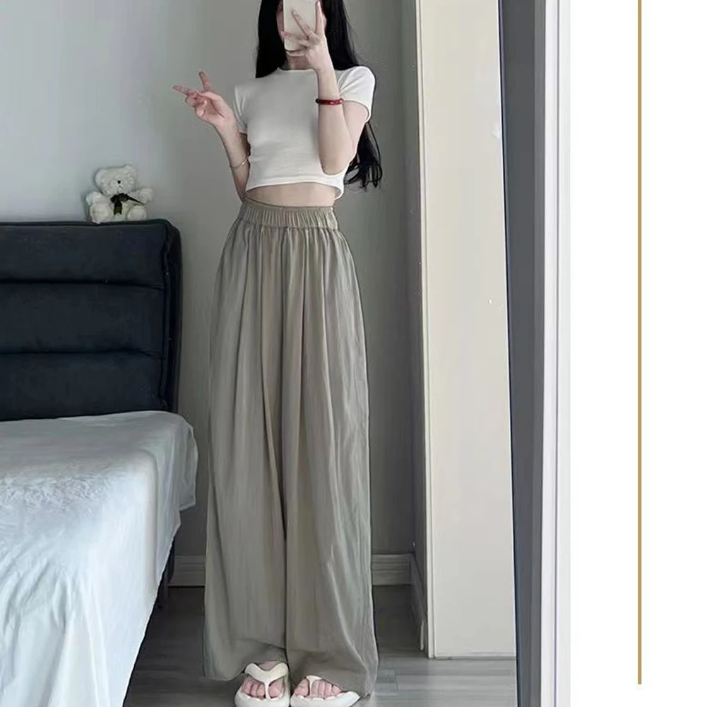 

Trousers Pants Breathable Comfortable Daily Elastic Korean Style Loose Solid Color Straight Leisure Daily Leisure