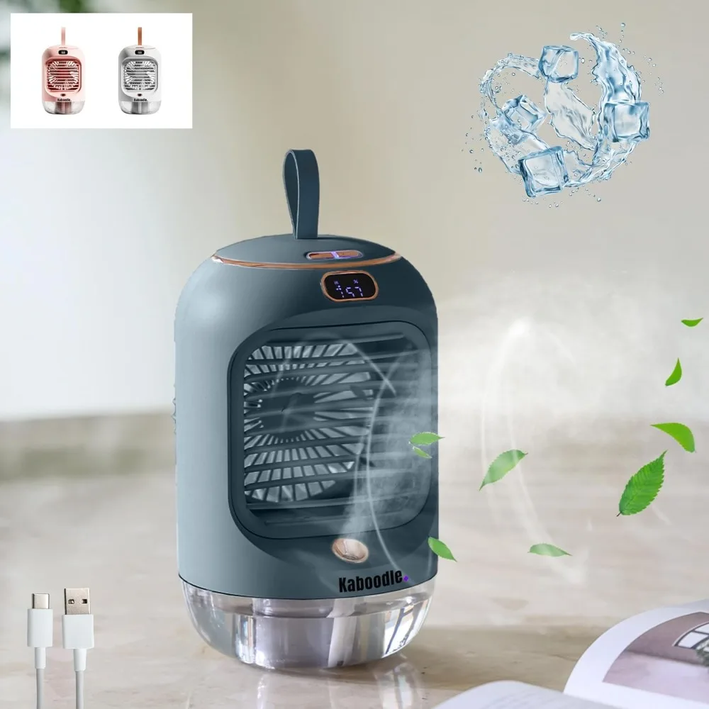 

Портативный вентилятор испарительного воздушного охлаждения, увлажнитель с технологией охлаждающего тумана, 3-скоростной персональный мини-кондиционер, перезаряжаемый