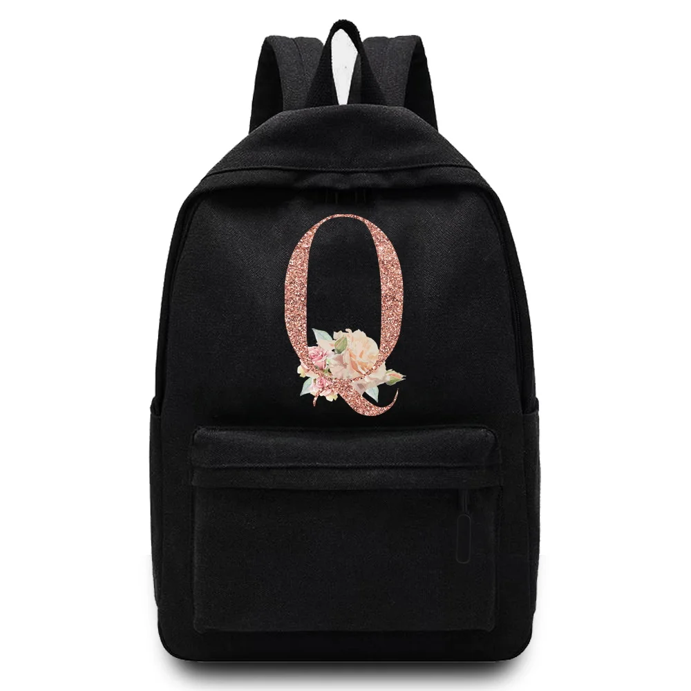 Unisex Shoulders School Bag Canvas Women Backpacks Sport Bag Rose Gold Letter Pattern Printed Backpack Designer Laptop Backpack