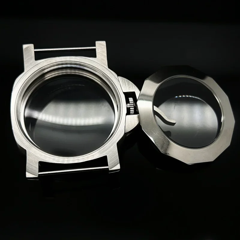 Caixa de aço inoxidável fosco 44mm 1950, vidro mineral adequado para pam eta6497/6498 gaivota st3600/3620, movimento mecânico sem logotipo