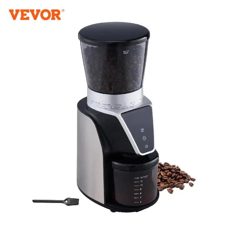 VEVOR Conical Burr Grinder Electric Adjustable Burr Mill with 51 Precise Grind Setting 9.7-Ounce 13 Cups Coffee Bean Grinder