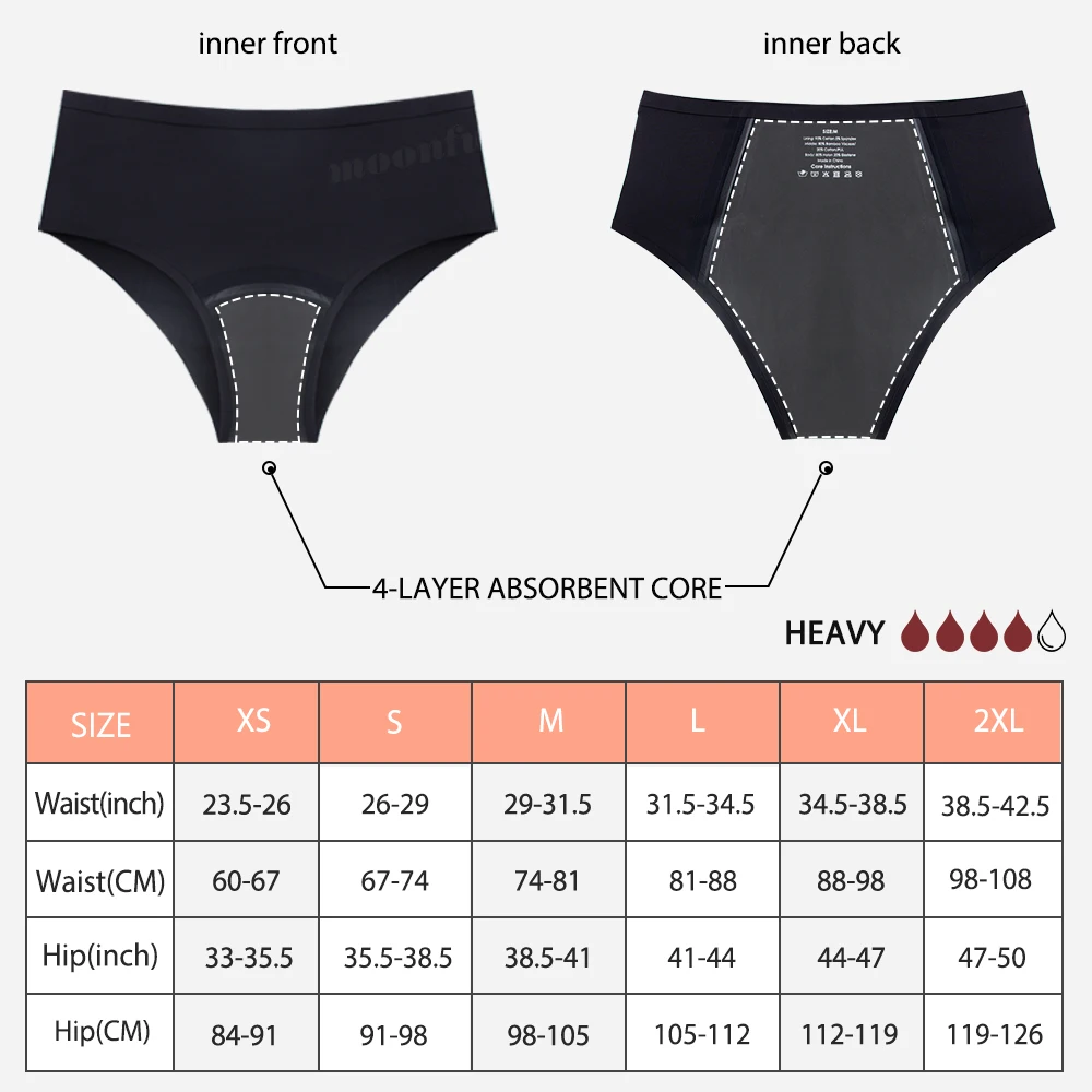 Menstrual Panties Women High Waist Seamless Menstrual Briefs Leak Proof Period Panties Heavy Flow Absorbent Period Underwear