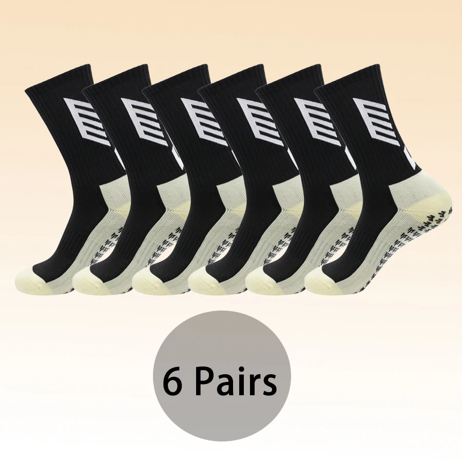 

6 Pairs Football Socks Mens Sports Socks Non-slip Silicone Bottom Soccer Socks Rugby Tennis Volleyball Womens yoga Socks