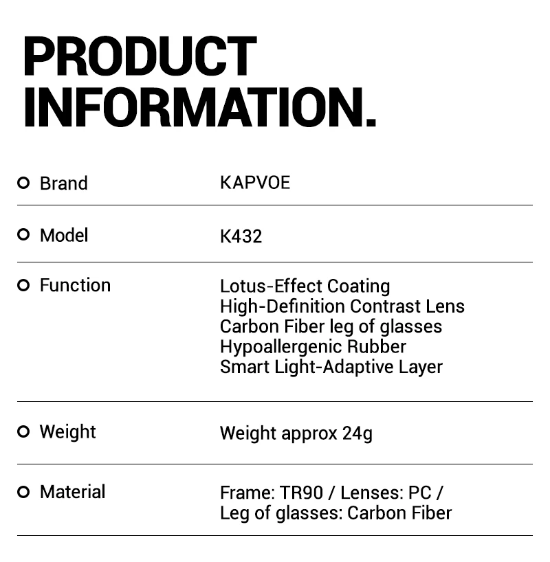 Kapvoe Fahrradbrille aus echtem Carbon, Sonnenbrille für Herren, leicht, photochrom, UV400, MTB, Fahrrad, Sportbrille – Detail 32