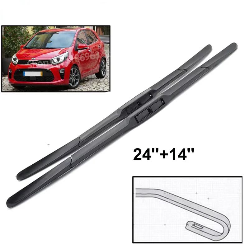 

Wiper Front Wiper Blades Set For KIA Picanto MK3 2018 - 2023 Windshield Windscreen Window Rain Brush 24"+14"