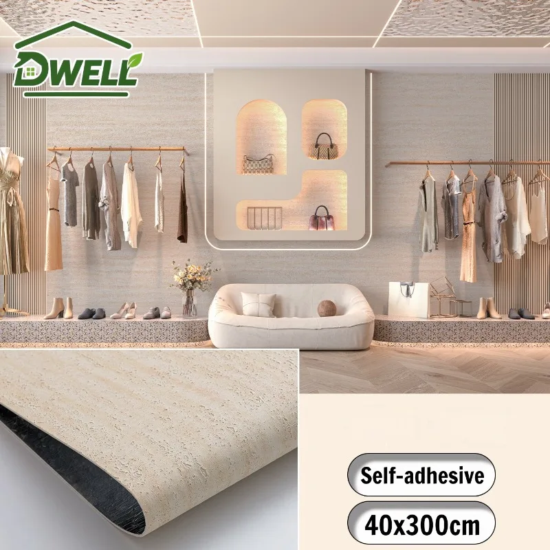 Luxury Faux Travertine Wallpaper Self Adhesive Wall Panel Peel and Stick Stone Wall Covering for Living Room Bedroom Home Decor