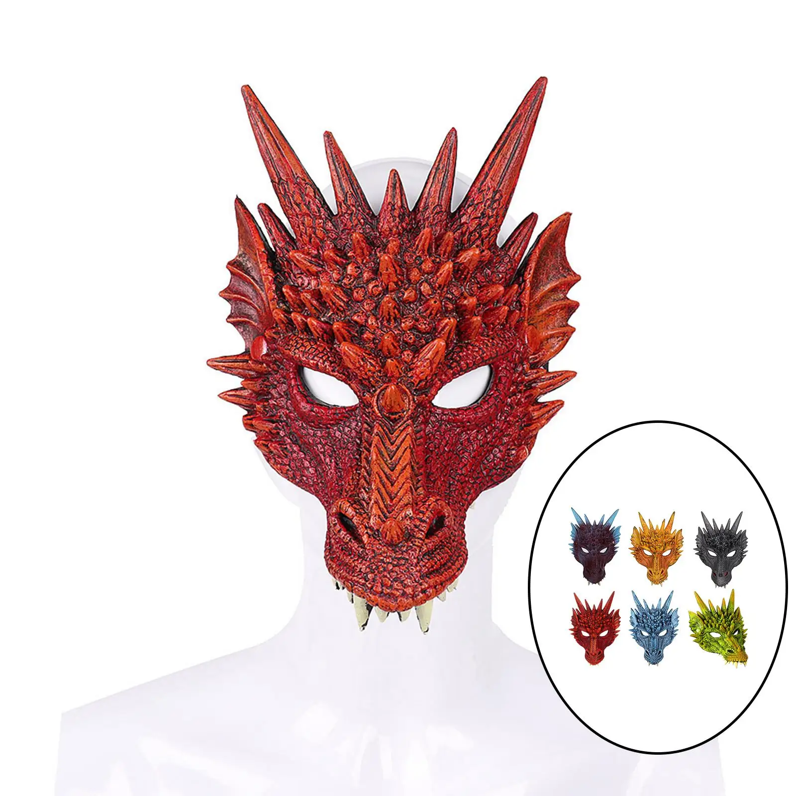 Nieuwigheid Evil Latex Dragon Gezichtsmasker Volledig overhead voor volwassenen Heren Dames Feest