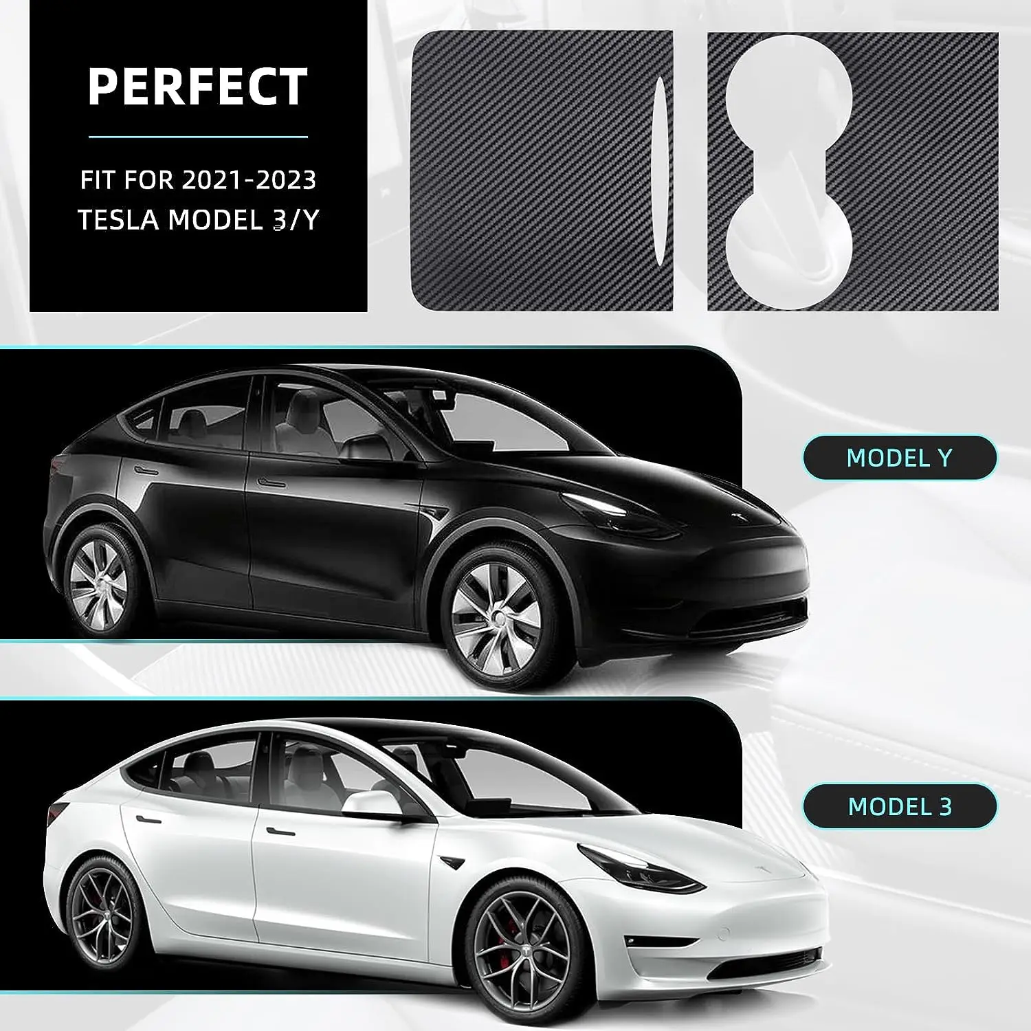 |-f-|for Tesla Model 3 Y Central Control Panel Protective Patch Real Carbon Fiber Protective Cover Interior Accessories