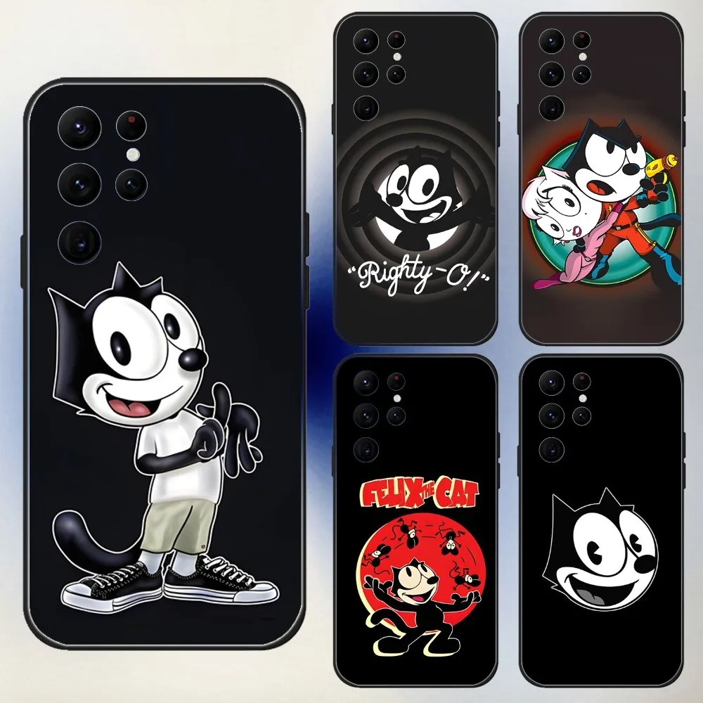 

Cute F-Felix-the-Cats cartoon Phone Case For Samsung S24,23,22,30,21,10,9,Ultra,Plus,Lite,FE,5G Black Soft Case