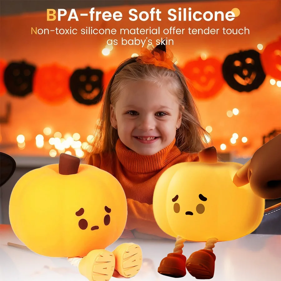 

Хэллоуин Грустный Тыквенный Ночник, Перезаряжаемый Теплый Свет с регулируемой яркостью, Лампа для сна для декора спальни, гостиной, подарок для детей