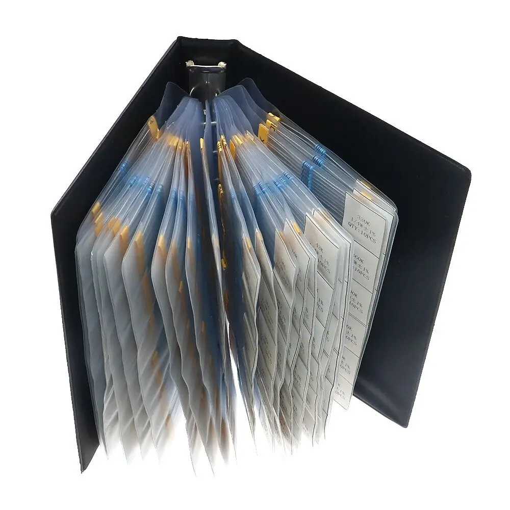 500pcs 50Value 1% 1/2W Metal Film Resistors Sample Book 0.5W 1.2R-1M DIY MIX Resistor Assorted kit