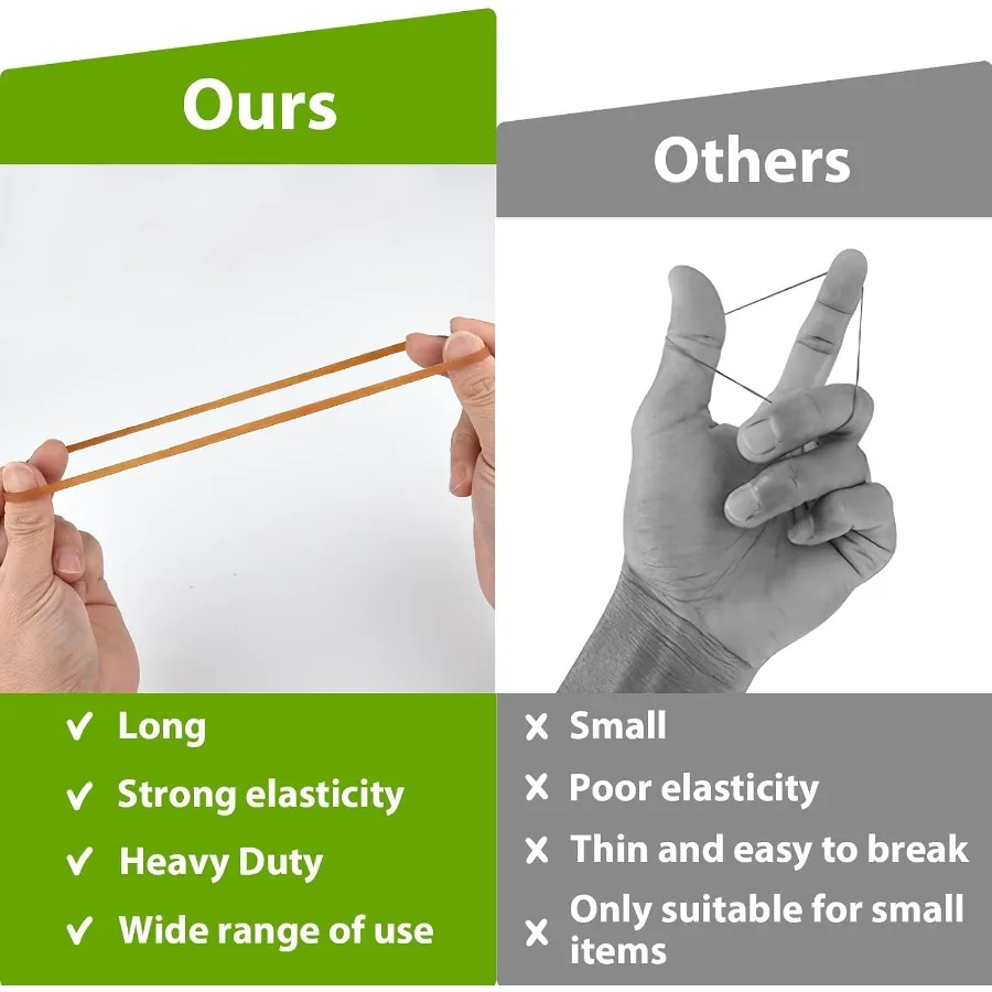 60 Pcs Large Rubber Bands Heavy Duty Big Rubberband ROOKEA 8 x 0.16 Inch Trash Can Elastic Band for File Folders School Office