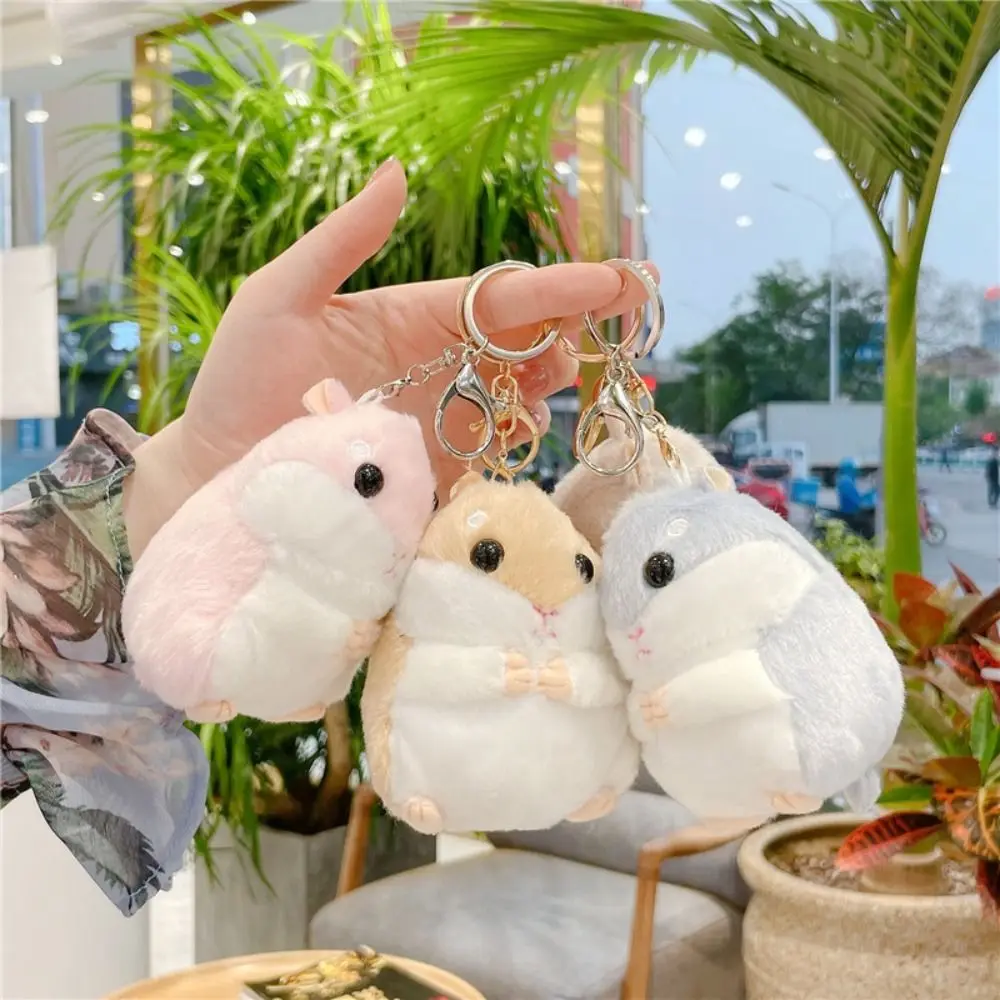 Chaveiro boneca hamster de pelúcia para homens e mulheres, brinquedo criativo dos desenhos animados, pingente chave anel bonito