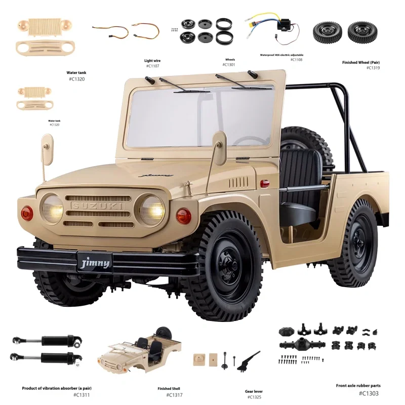 

Fms1:6 Jimny Автомобильный корпус, пружина амортизатора шин, электрически регулируемые колеса, передние и задние аксессуары для предотвращения столкновений