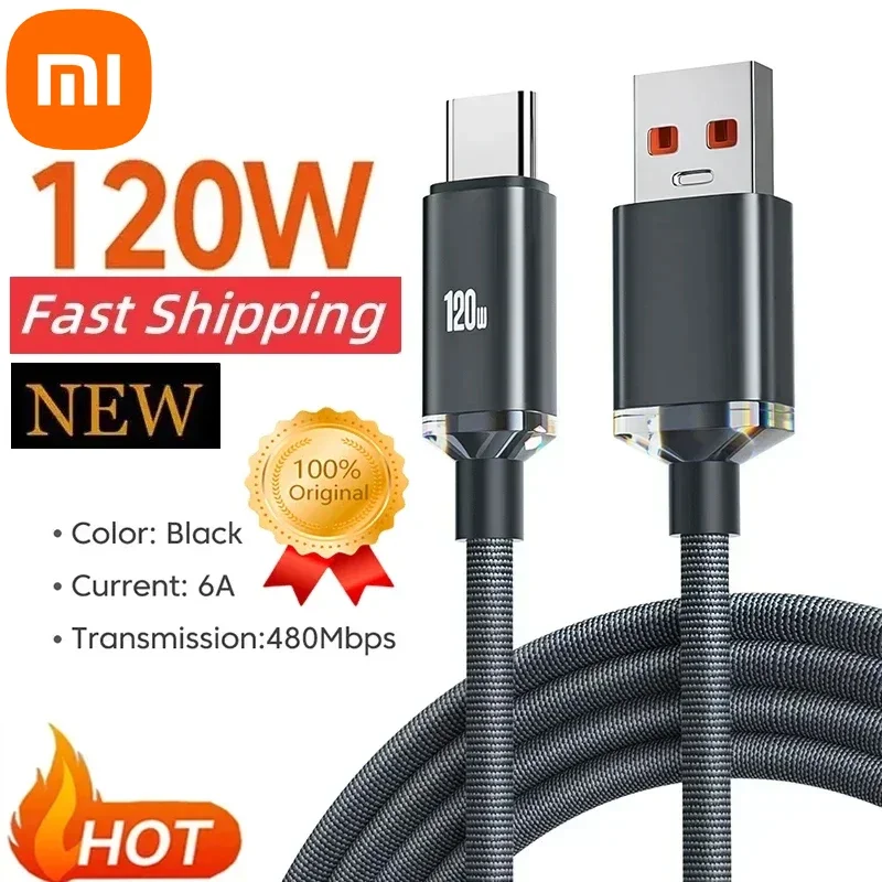 Xiaomi 120W Quick Charge Cable Super Type C Cords For iPhone 15 Pro Max USB C Cables Fast Charger Phone Charger For Samsung