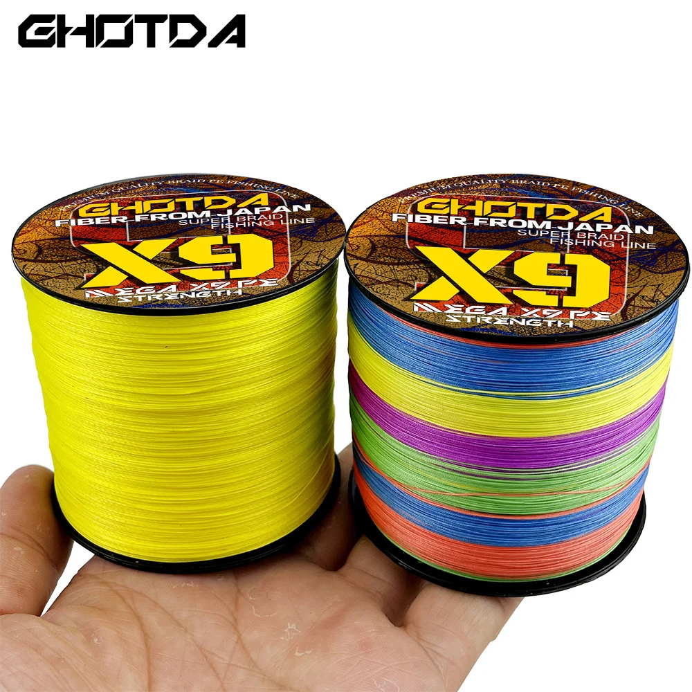 GHOTDA 1000M 500M 300M New 9 Strands Braided Fishing Line Super Strong Smooth Multifilament PE Line 20-100lb
