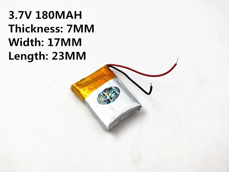 Liter energy battery 3.7V 701723 180MAH lithium polymer battery MP3 MP4 recorder Rechargeable batteries