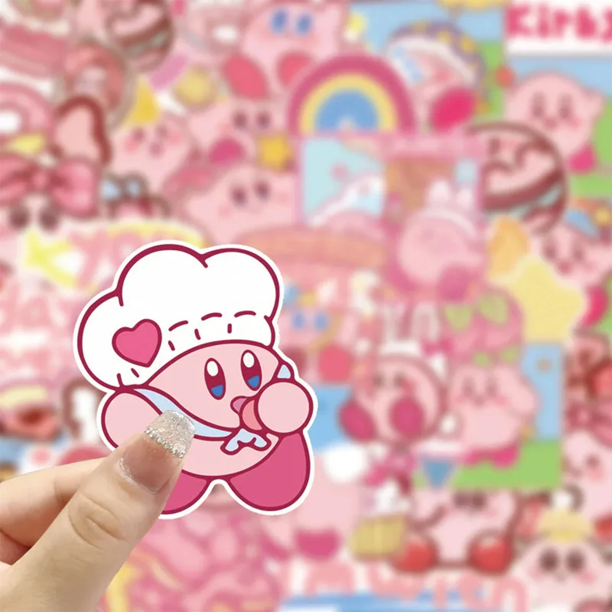 Kirbyアニメーションゲーム機おもちゃの荷物ギター冷蔵庫スケートボードステッカー50枚繰り返しなし