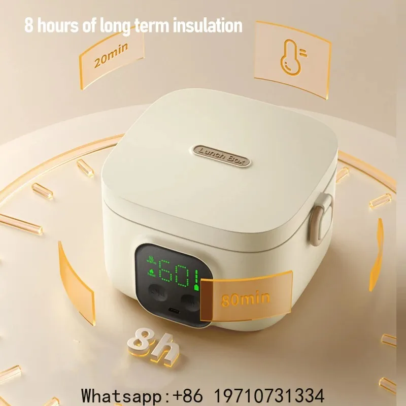 500ml Food Warmer Bowl Timer Intelligent Constant Temperature Bowl Fast Heating Insulated Lunch Container Stainless Steel