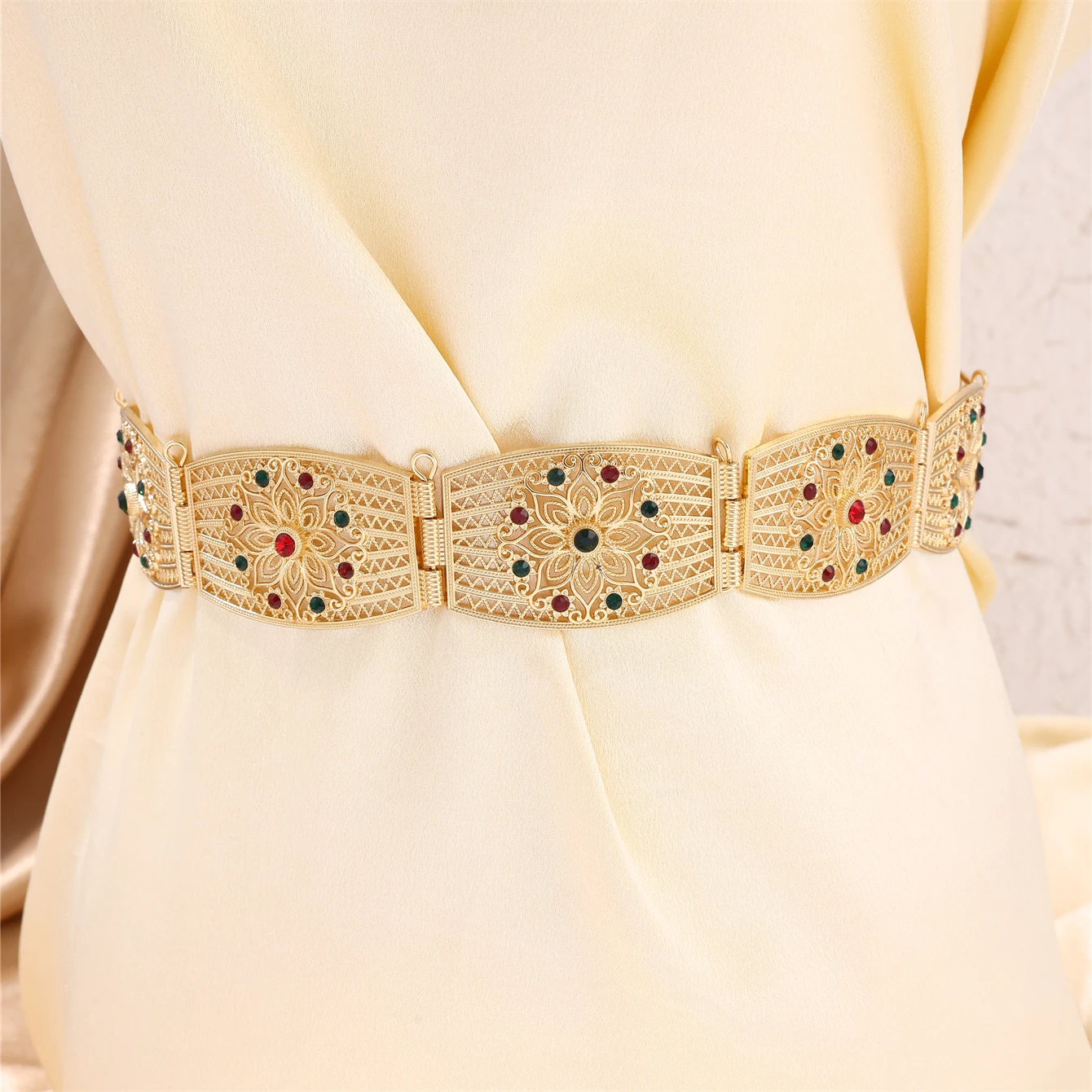 

Morocco Popular Bride Alloy Belt Hollow Inlaid Rhinestone Design Of The Girl's Body Chain French Retro Women's Robes Accessories