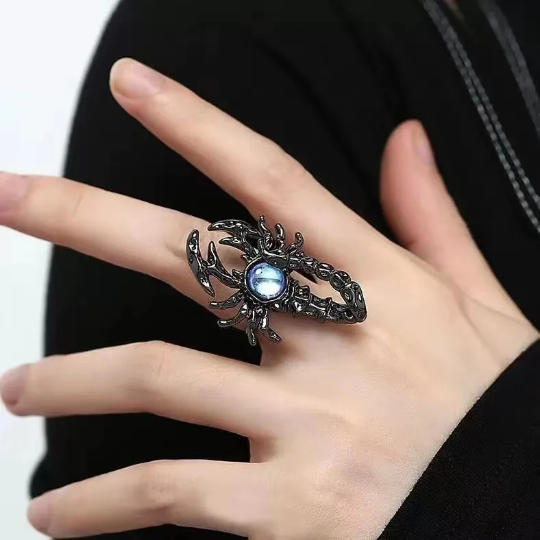 

Moonstone Scorpion Open Ring with European and American Personality, niche design, sweet, cool, spicy girl style, couple ring