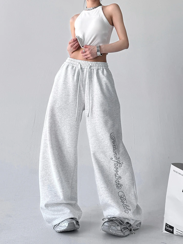 Spodnie damskie z wysokim stanem, szerokie nogawki, luźny krój, odzież sportowa do tańca, letnie, nowe, proste spodnie typu straight tube, styl Muyuzi.