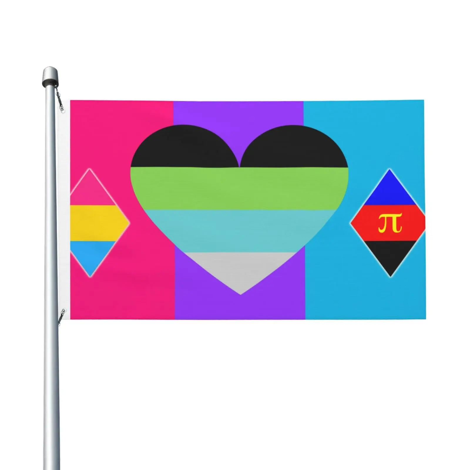 Flagnshow 100% Polyester Androgyne Quoiromantic Pansexual Polyamory Pride Flag