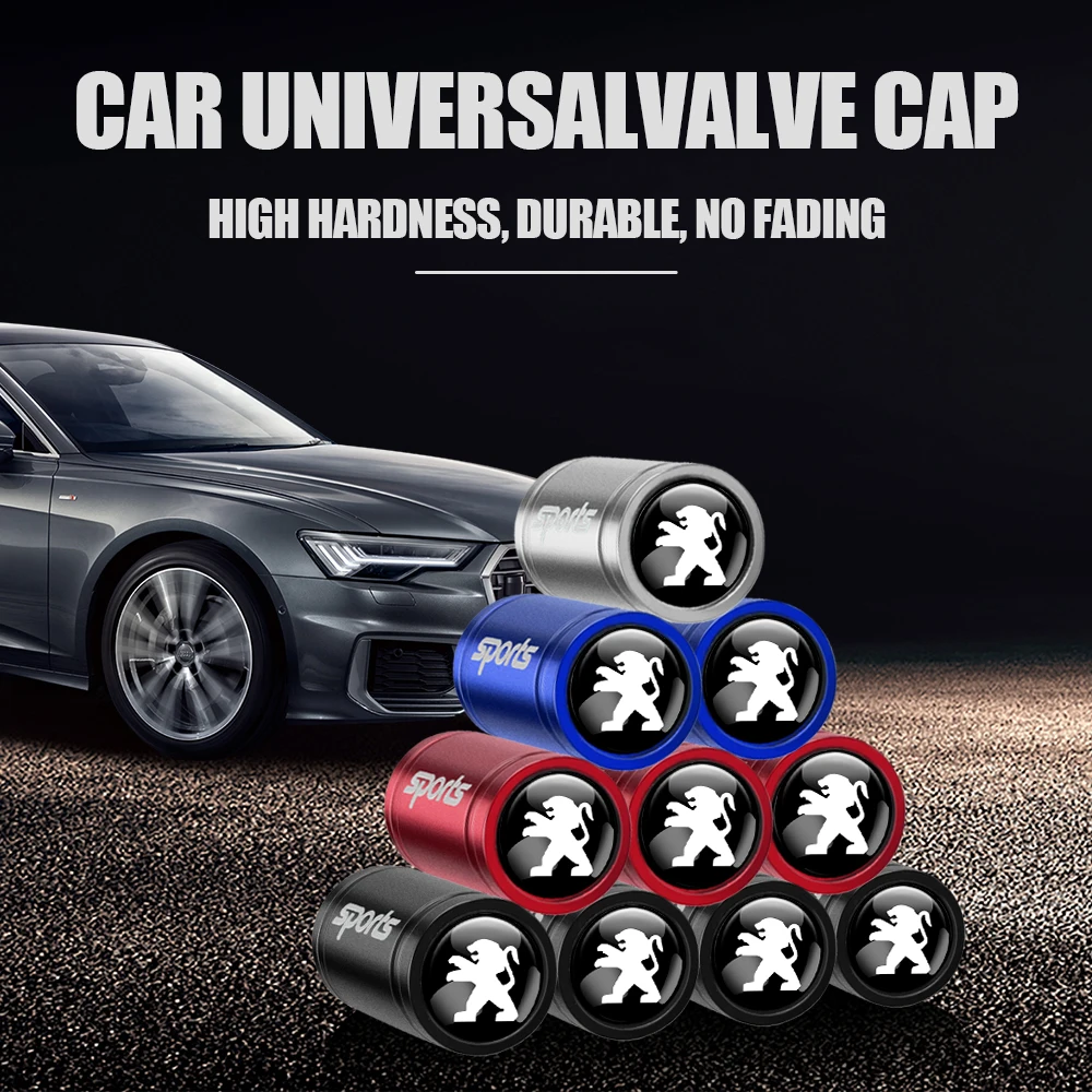 3D Metal Car Logo Wheel Valve Caps Tire Dust Cover For Peugeot 408 4008 308 3008 Rifter 5008 508 2008 208 301 RCZ 407 108 307