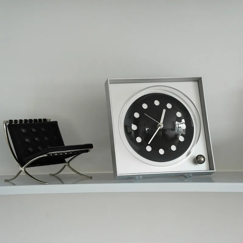 

Bauhaus Desk Clock Black Minimalist Tabletop Timepiece with Silent Movement Retro Modern Office Decor Premium Analog Clocks