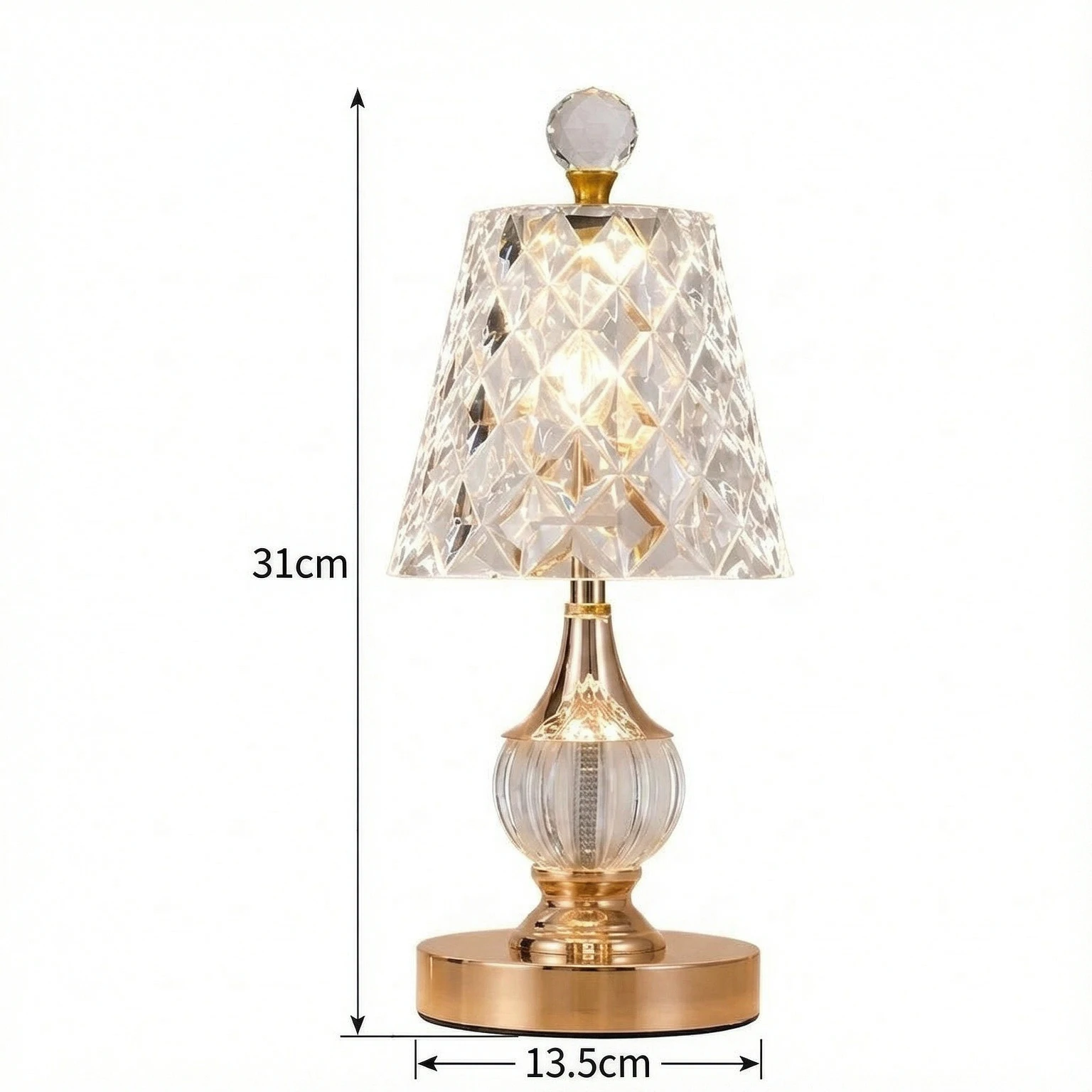 GGbingo Crystal Desk Light Home Decor LED Table Light Luxury Table Lamp Rechargeable Bedside Light Reading Lamp