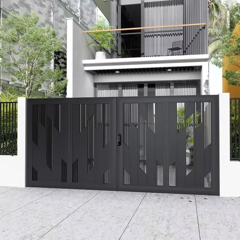 Customizable Automatic Sliding Pedestrian Gate Industrial Aluminum Swing Folding Driveway Gate for Villas
