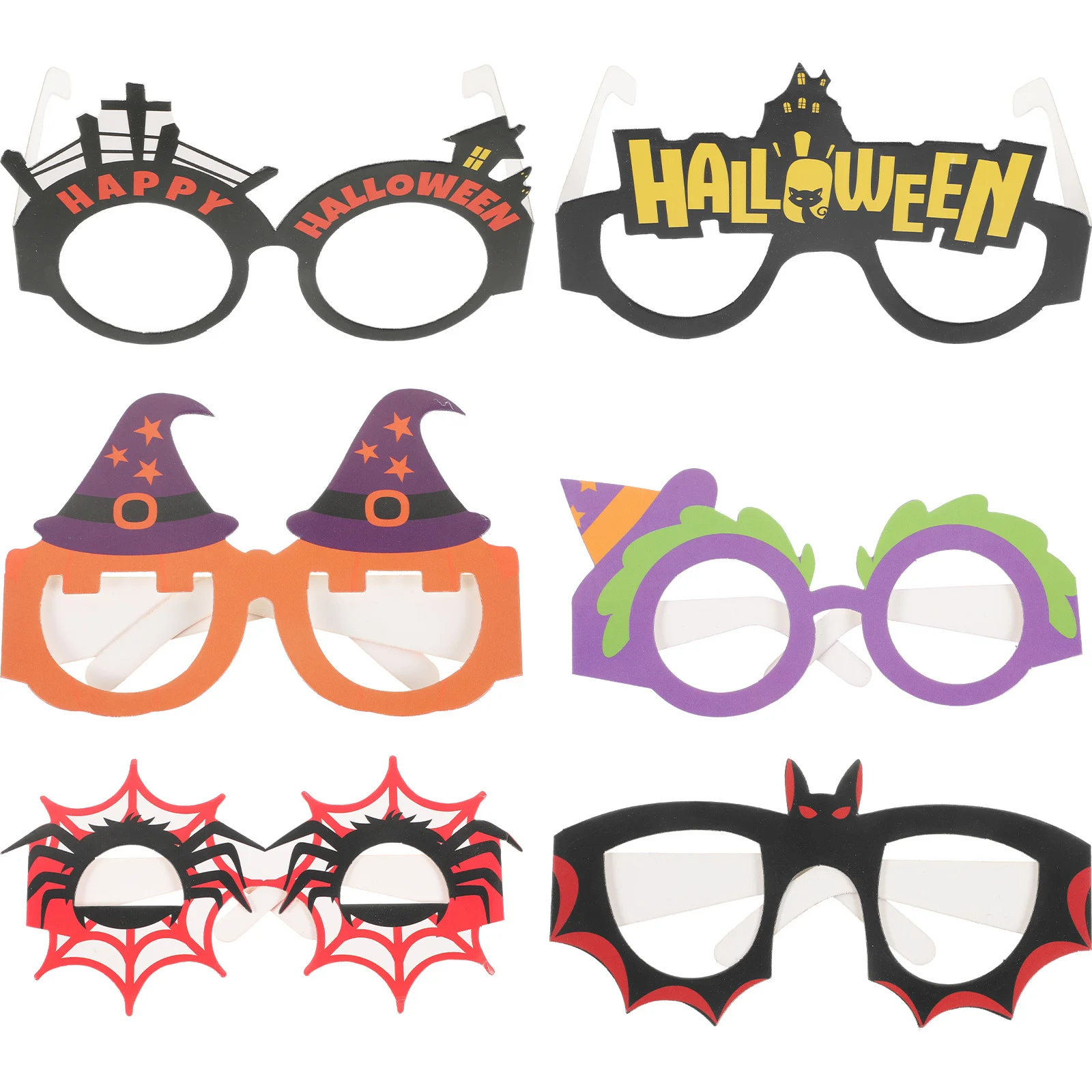6Pcs Halloween Eyeglasses Frames for Kids Trendy Funny Glasses Props Share Fun with Family Friends Halloween Party Favors