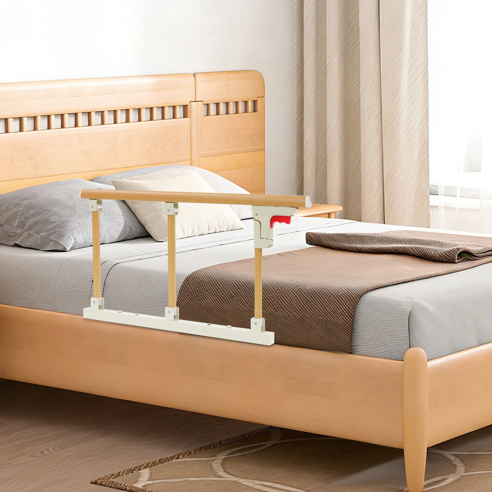 

26,77*17,32 дюйма, 3-полюсный поручень для кровати, защитная ограждение, ограждение из алюминиевого сплава для домашней гостиницы, больницы