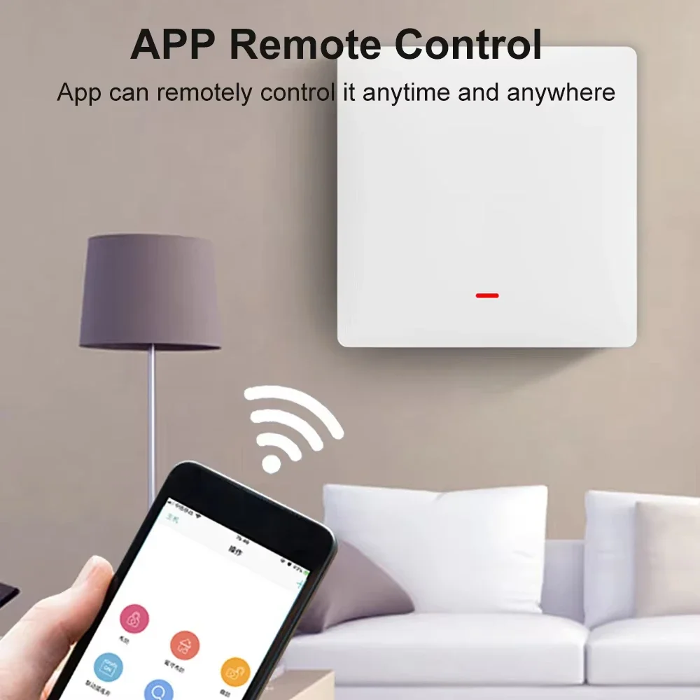 Tuya WiFi Smart Licht Schalter Push Button Keine Notwendigkeit Neutralleiter SmartLife Remote Timing Control Panel Funktioniert Mit Alexa Google Hause