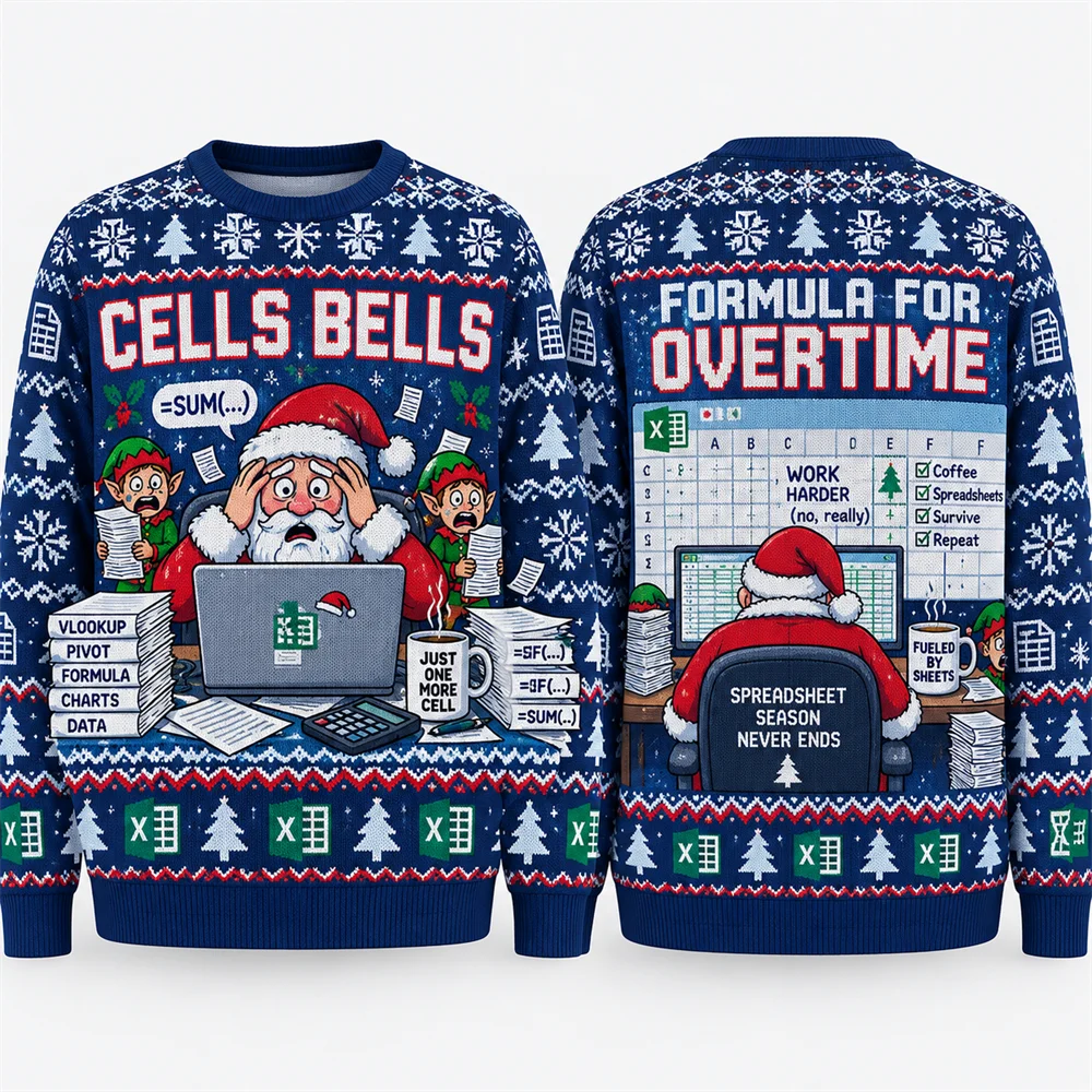 Ctrl Alt Delight Santa Christmas Sweater Men Funny Retro Computer 3D Print Crewneck Sweatshirt Long Sleeve Holiday Party Top