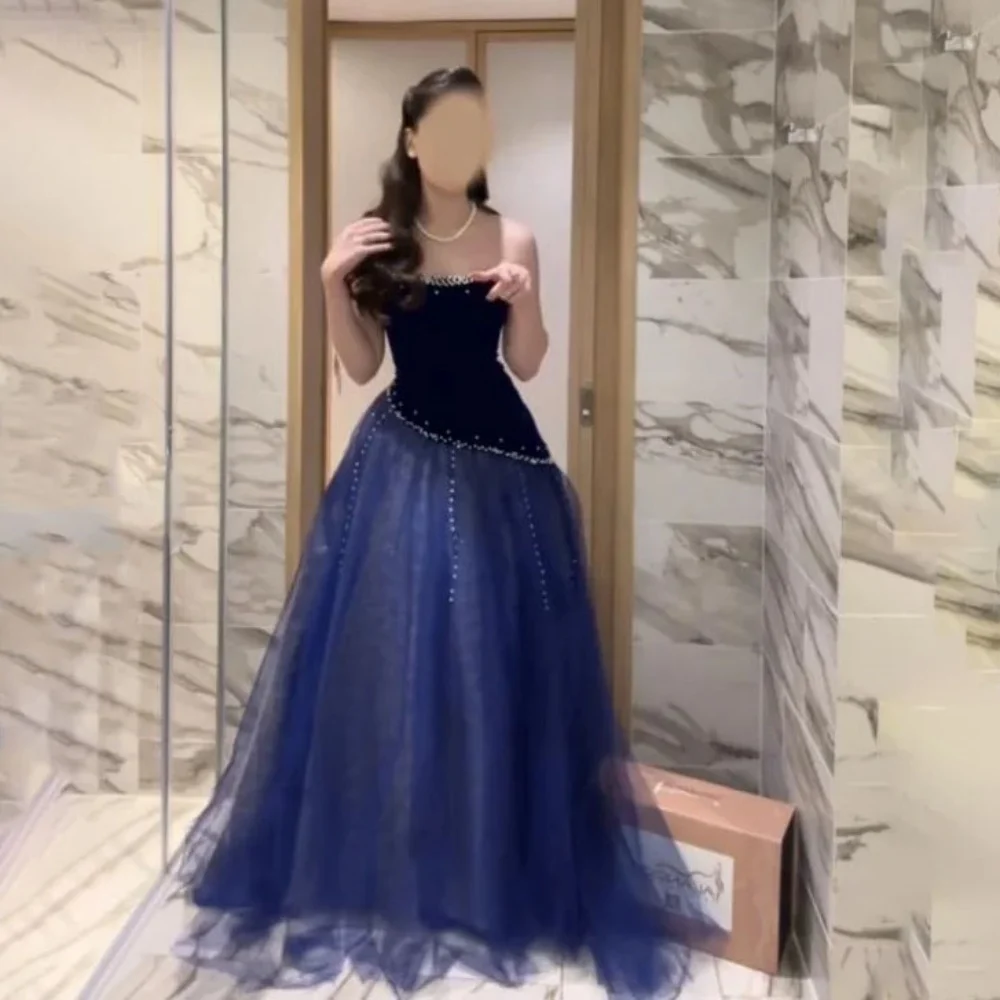 

Customized Exquisite Boat Neck A-line Prom Dress with Beading Charming Strapless Formal Evening Gown for Women Party Soiree