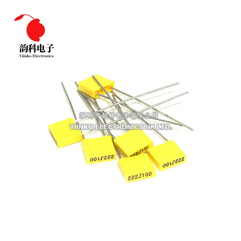 100 Uds película plástica de seguridad de polipropileno 100V 1nF ~ 470nF 100nf 220nf 10nf 47nf 22nf 1nf 0,47 uf 0,1 uf condensador de corrección