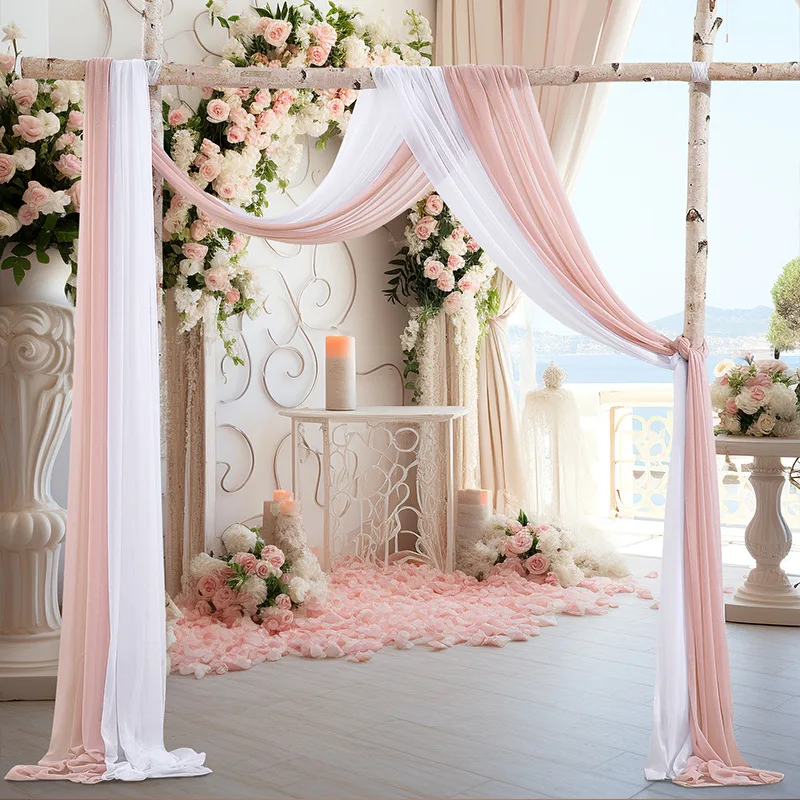 Wedding Arch Drape Decoration Hanging Decor Wedding Chiffon Sheer Curtain Drapping Fabric Sheer Backdrop Curtain Drapery Party