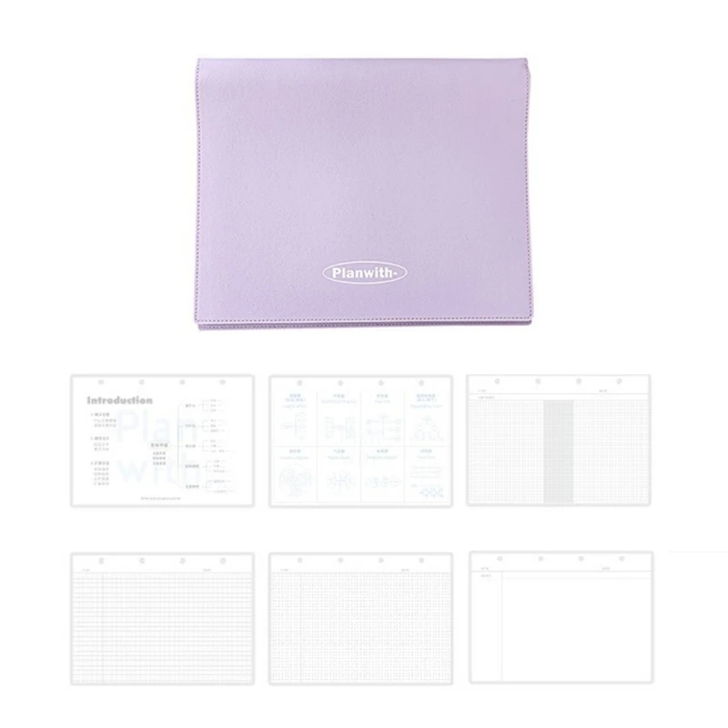 Binderplaner PU Notebook Journal 68 Seiten Gridged/Dotted/Gesinter für Schüler 601d