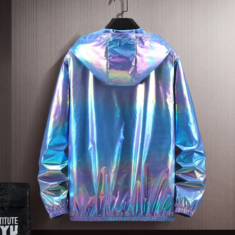 Men's Summer Colorful Reflective Sunscreen Men's Ice Silk Ultra-thin Couple Color Thin Jacket Trend Gradual Change Coat view 4