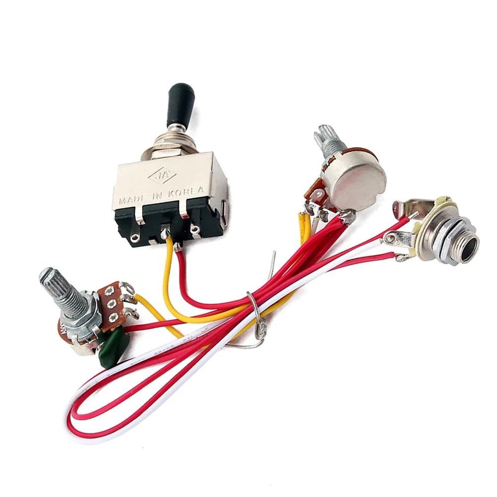 

1 Volume 1 Tone Pots Guitar Wiring Harness Toggle Switch 500K Pre Wired Pickup Kit Electric Durability Metal
